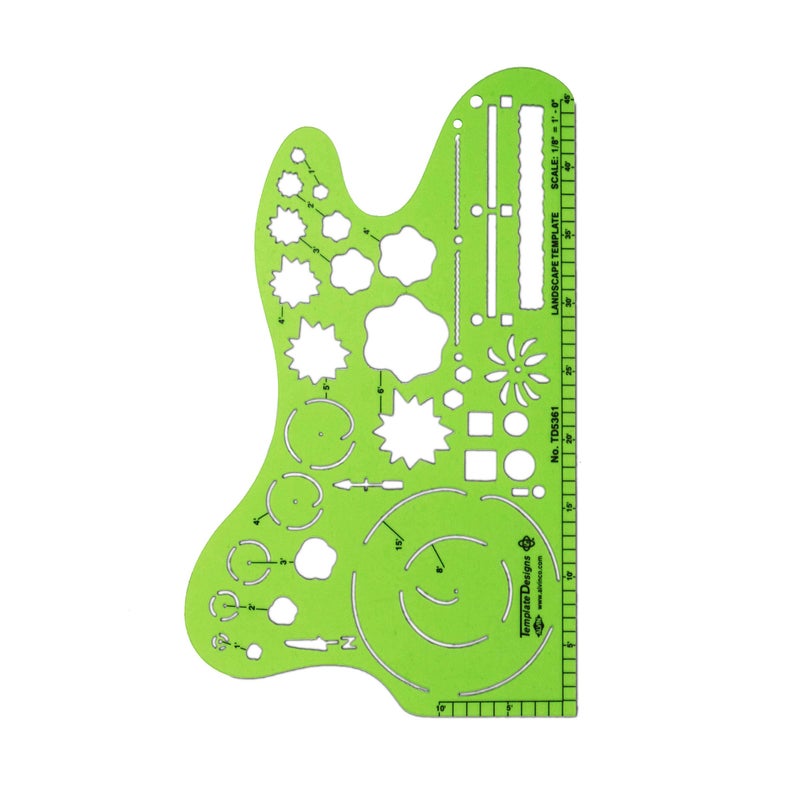 ALVIN, TD5361, Landscape Design Template, Drawing and Drafting Tool for Artists, Architects, Design and Drafting, 1/8 Inches Scale - Image 3